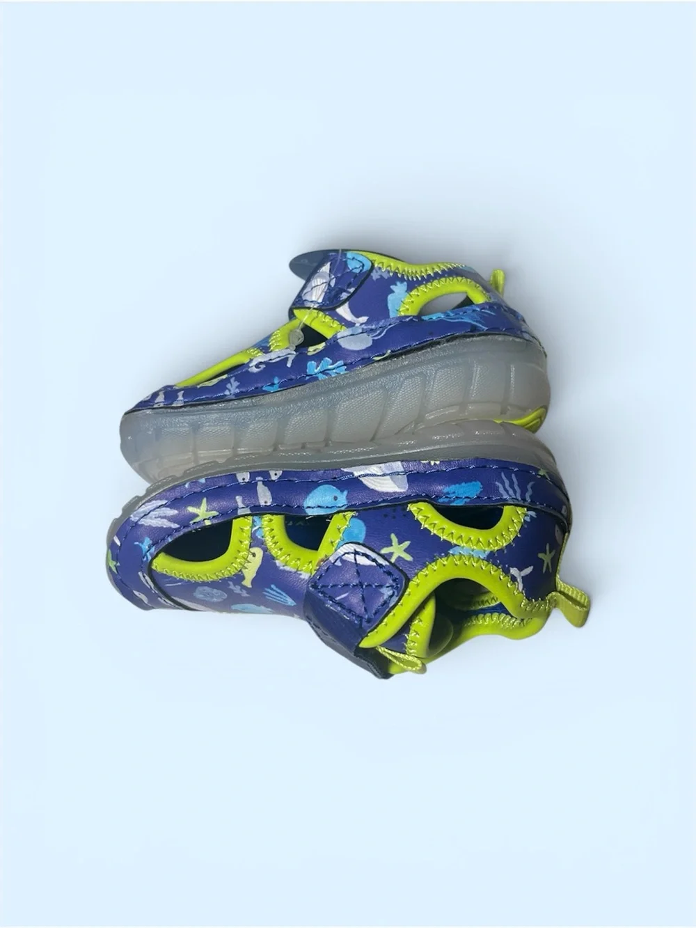 Stride Rite Navy & Lime Ocean Print Kids Water Shoes